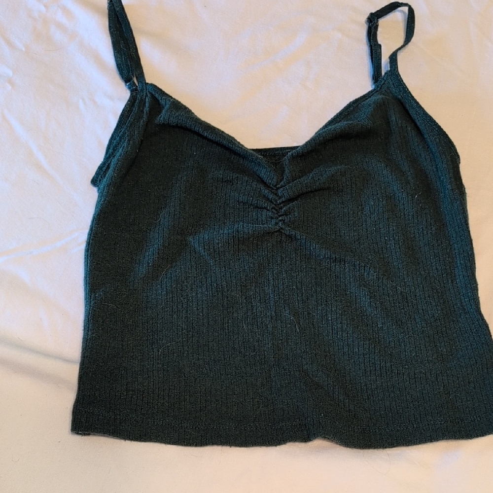 American Eagle Outfitters Ribbed Forest Green Camisole / Tank Top
